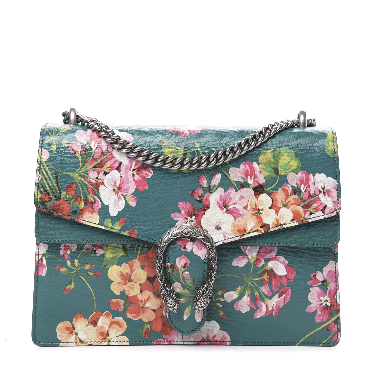 Gucci Calfskin Blooms Print Medium Dionysus Shoulder Bag Bright Emerald Multicolor 1 of 9