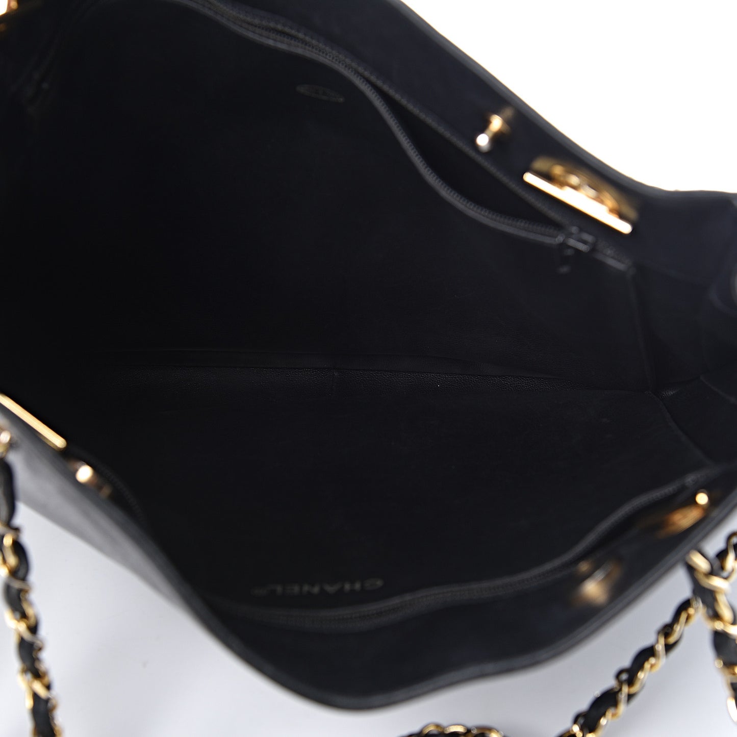 Lambskin Quilted Shopping Tote Black
