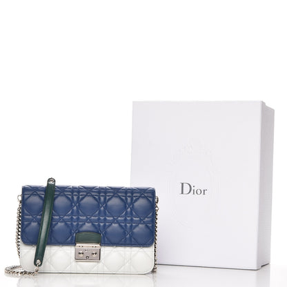 Christian Dior Lambskin Cannage Tri-Color Miss Dior Promenade Pouch Blue Celeste Deep Green 9 of 9