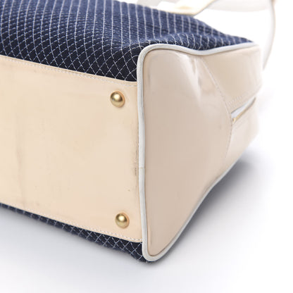 Chanel Patent Jersey Quilted Bowler Navy Blue 22 of 22