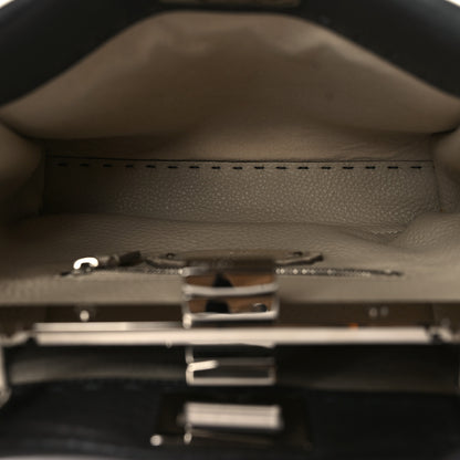 Fendi Cuoio Romano Selleria Bi-Color Mini Peekaboo Iconic Satchel Asfalto Latte 5 of 9