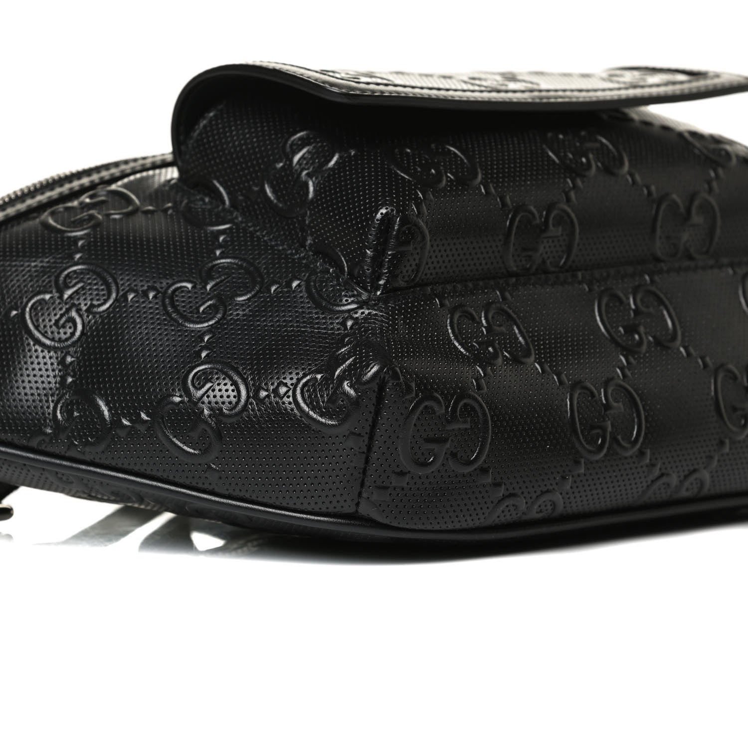 Gucci Calfskin GG Tennis Embossed Pocket Belt Bag Black 10 of 14