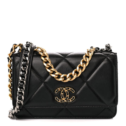 Chanel Lambskin Quilted Chanel 19 Wallet On Chain WOC Black 1 of 11