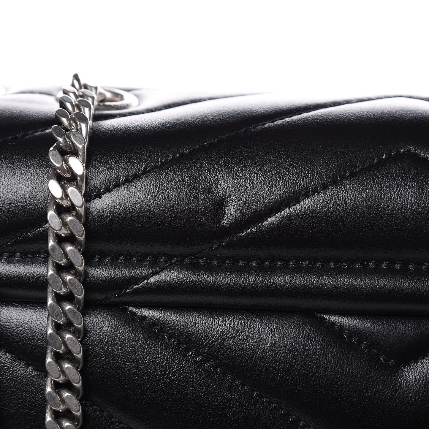 Calfskin Y Quilted Monogram Medium Loulou Chain Satchel Black