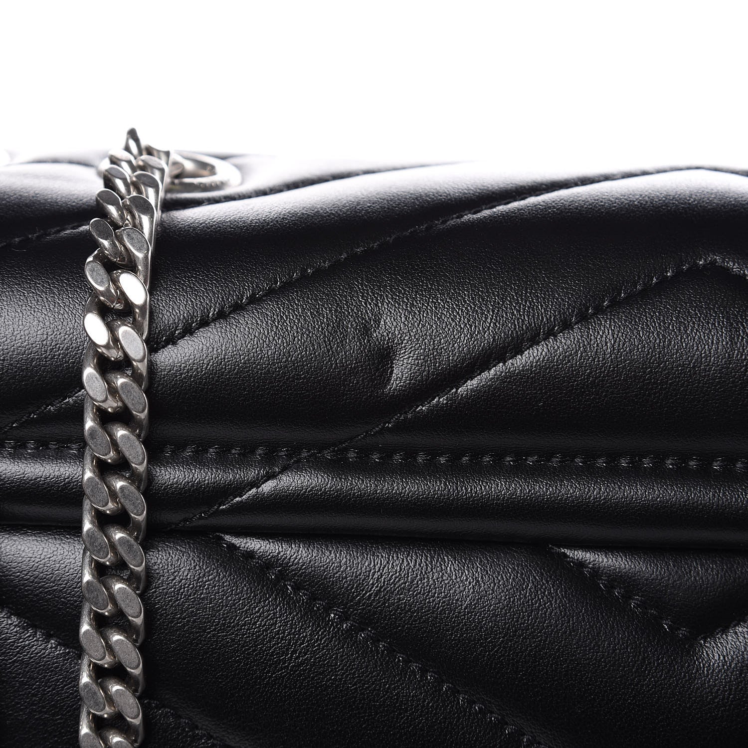 Saint Laurent Calfskin Y Quilted Monogram Medium Loulou Chain Satchel Black 11 of 12