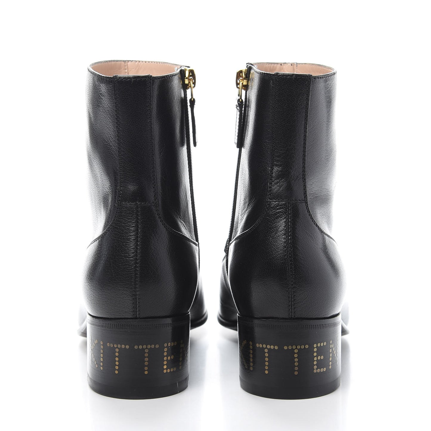 Goatskin Kitten Chain Horsebit Ankle Boots 38.5 Black