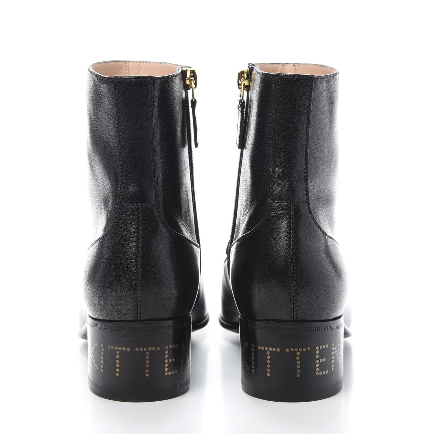 Gucci Goatskin Kitten Chain Horsebit Ankle Boots 38.5 Black 5 of 10