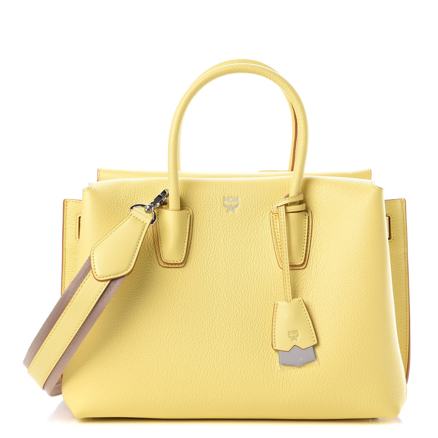 Grained Calfskin Medium Milla Tote Custard Yellow