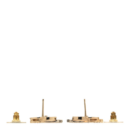 Chanel Crystal Pearl Double CC Drop Earrings Gold Silver 3 of 5
