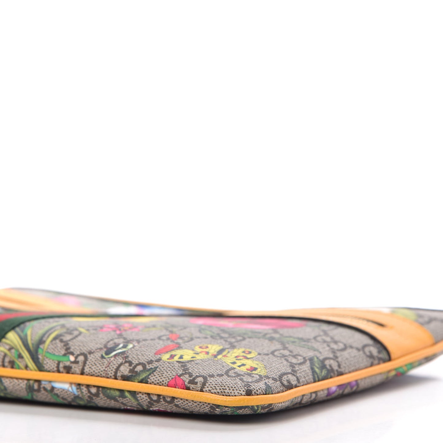 GG Supreme Monogram Flora Large Ophidia Pouch Clutch Beige Multicolor Crop