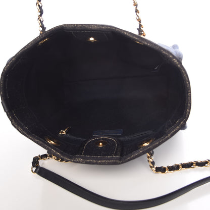Chanel Lurex Canvas Mini Deauville Tote Navy Blue Gold 6 of 11