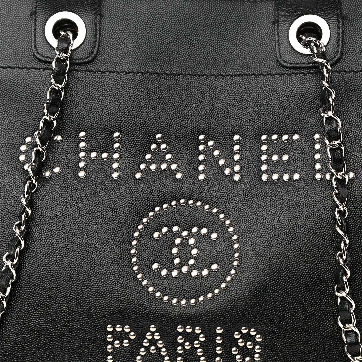 Caviar Small Studded Deauville Tote Black