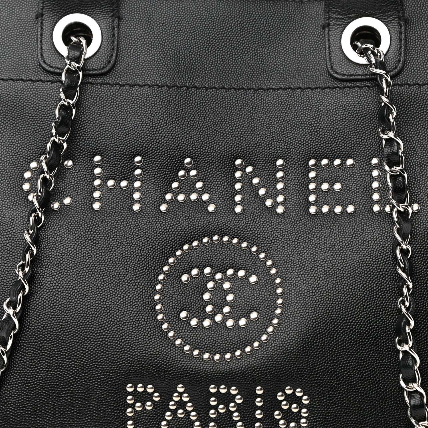 Chanel Caviar Small Studded Deauville Tote Black 8 of 10