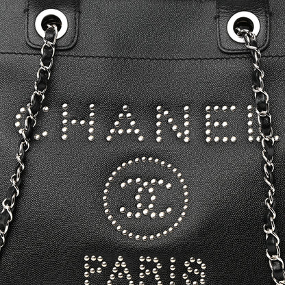 Chanel Caviar Small Studded Deauville Tote Black 8 of 10