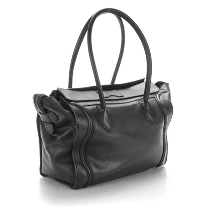 Celine Drummed Calfskin Shoulder Luggage Black 3 of 14