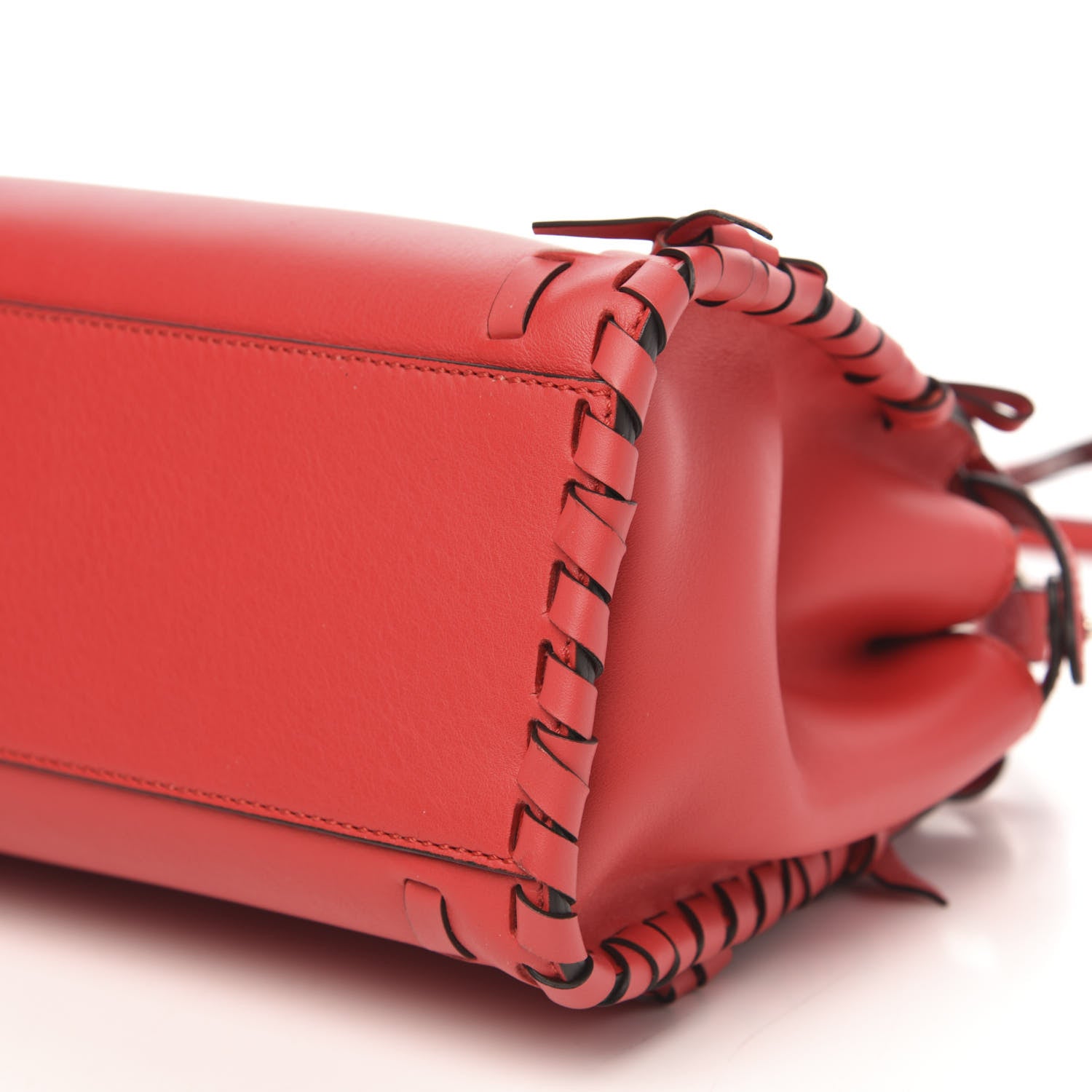 Fendi Vitello Seta Century Nappa Whipstitch Mini Peekaboo Iconic Satchel Fiamma 10 of 10