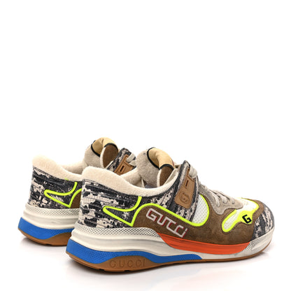 Gucci Suede Calfskin Tejus Printed Mens Ultrapace Sneakers 5.5 Natural Ardesia Neon Yellow 4 of 7