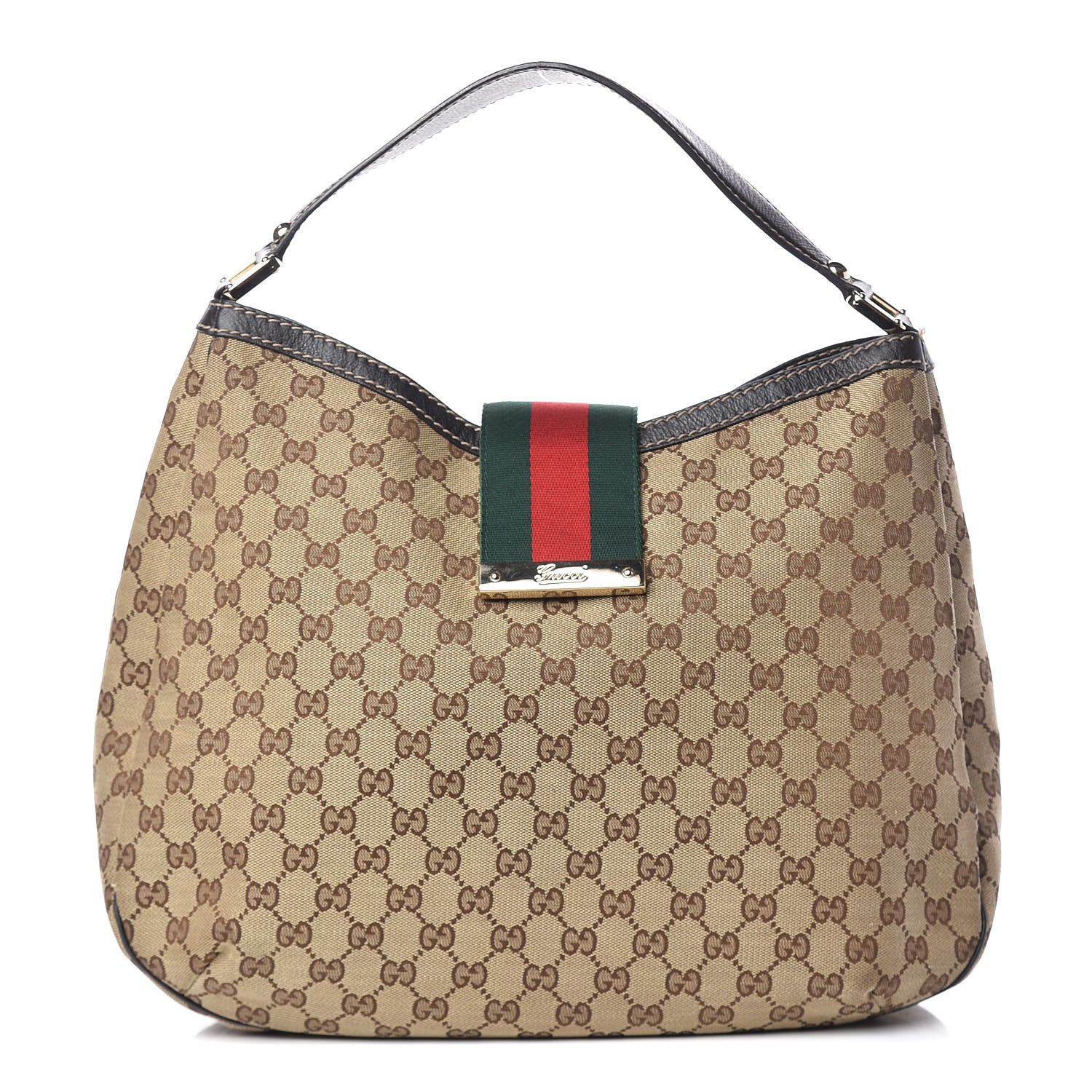 Gucci Monogram Large New Ladies Web Hobo Dark Brown 1 of 13