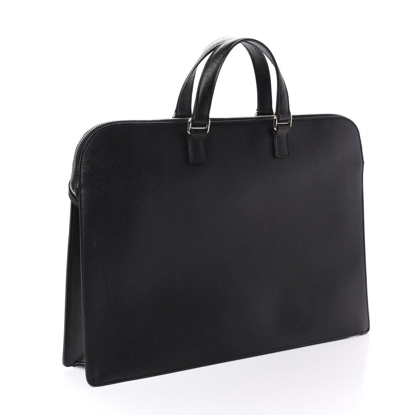 Saffiano Cuir Front Zip Pocket Briefcase Black