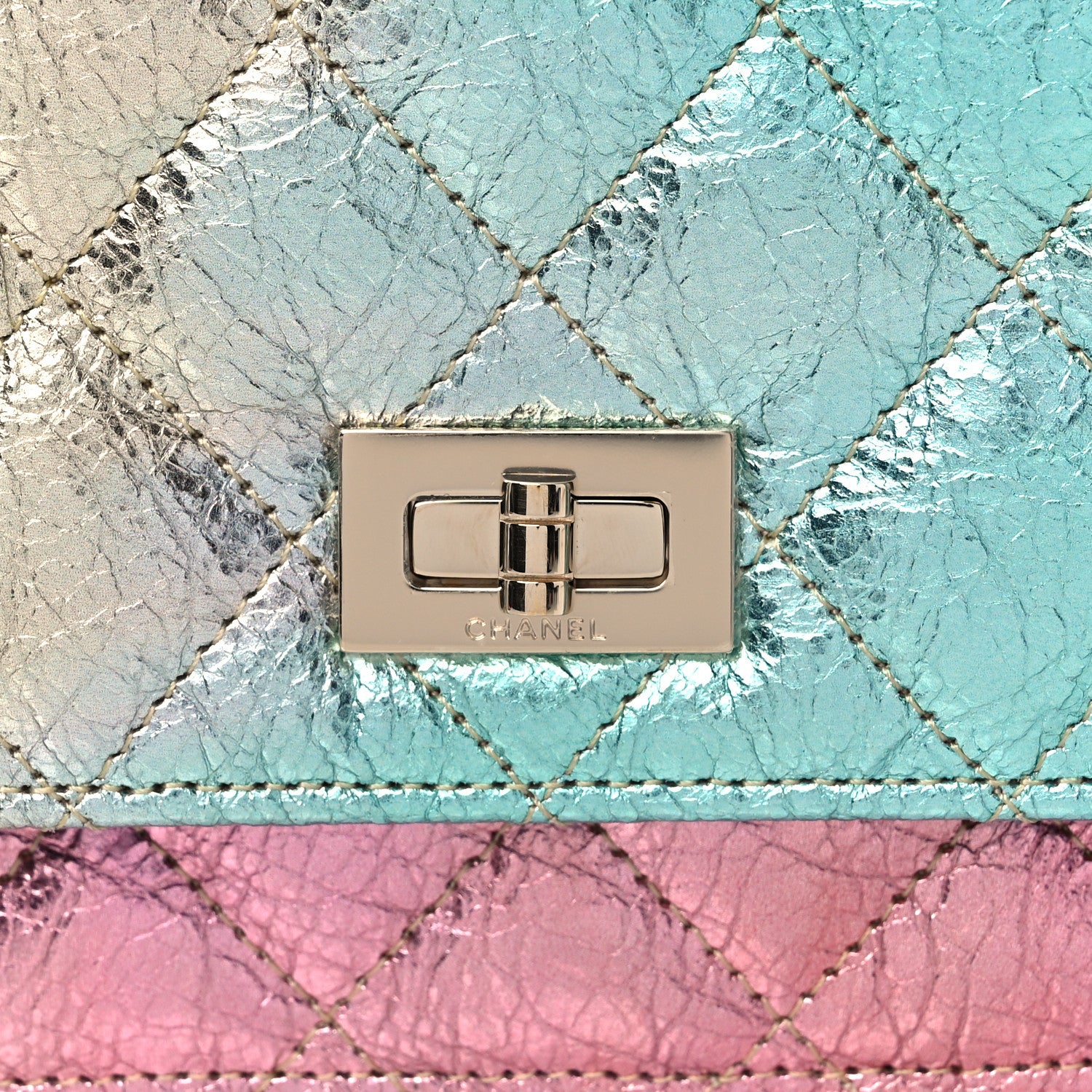 Chanel Metallic Goatskin Quilted 2.55 Reissue Wallet on Chain WOC Multicolor 12 of 13