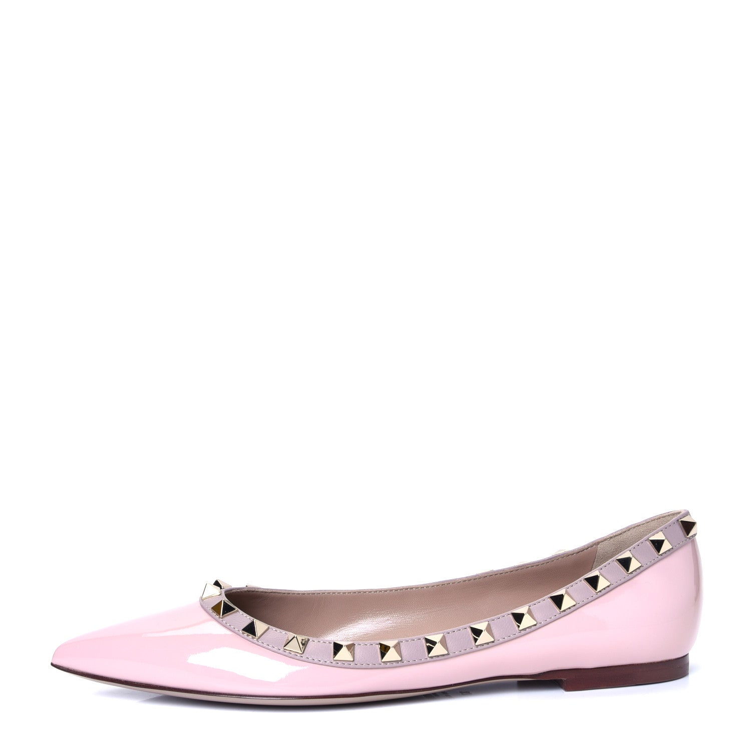 Valentino Garavani Patent Rockstud Ballerina Flats 37 Water Rose Poudre 1 of 4