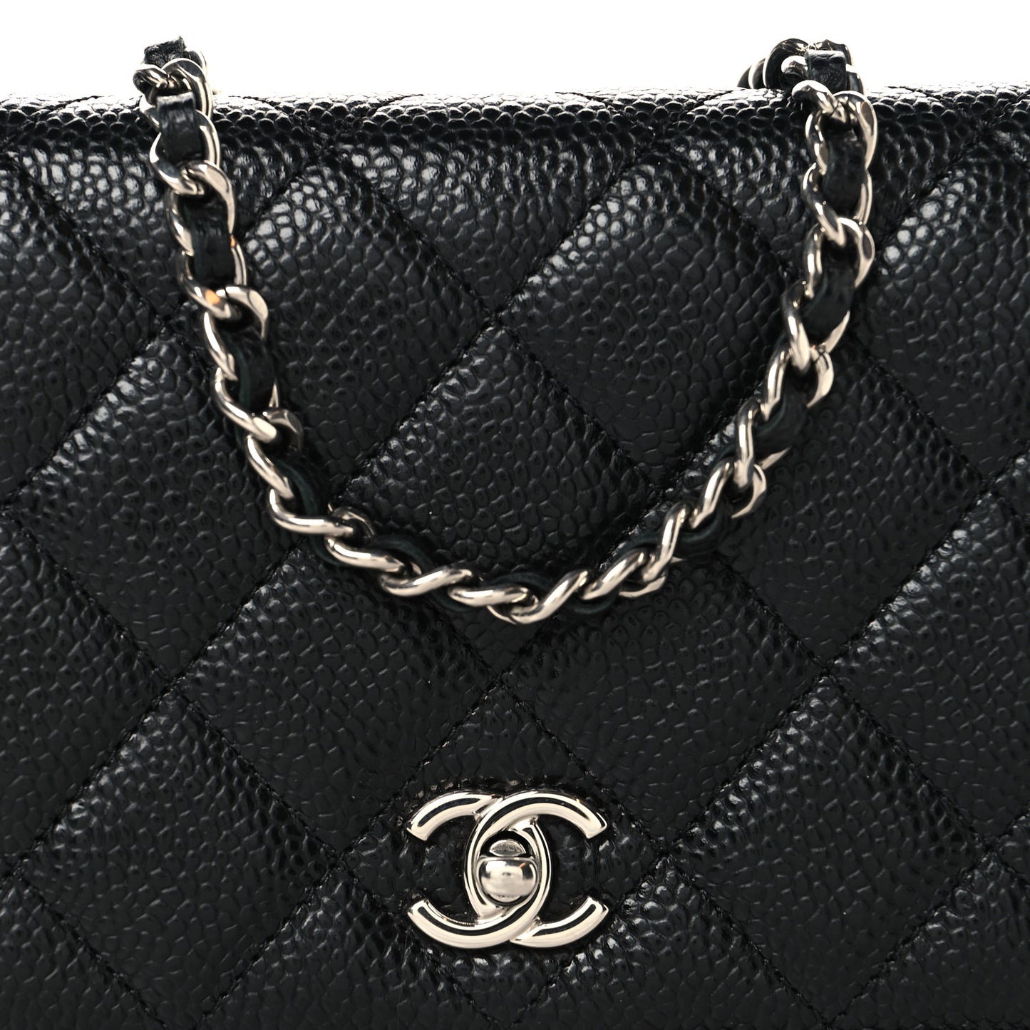 Caviar Quilted CC Turnlock Wallet On Chain WOC Black
