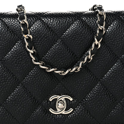 Chanel Caviar Quilted CC Turnlock Wallet On Chain WOC Black 9 of 11