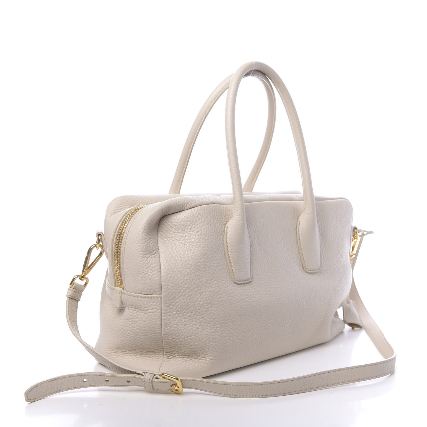 Vitello Daino Top Handle Shoulder Bag Talco