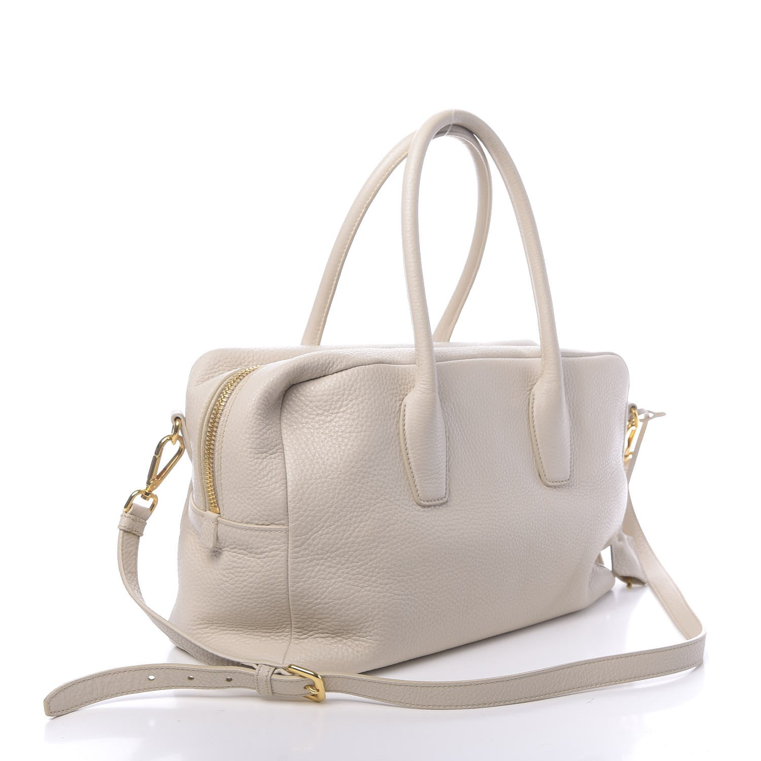 Prada Vitello Daino Top Handle Shoulder Bag Talco 3 of 12