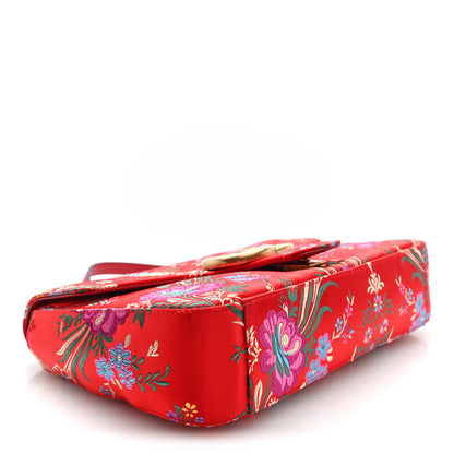 Gucci Jacquard Matelasse Floral Medium GG Marmont Shoulder Bag Red 4 of 10