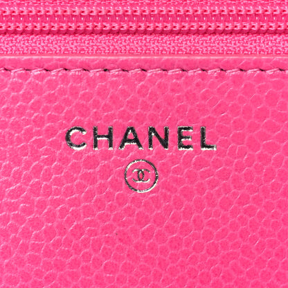 Chanel Caviar Quilted Wallet on Chain WOC Fuchsia 6 of 8