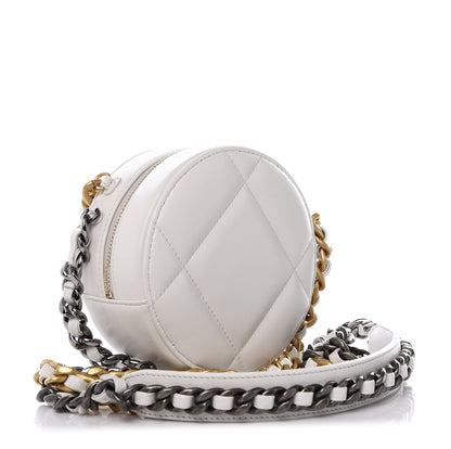 Chanel Goatskin Quilted 19 Round Clutch With Chain White 2 of 8