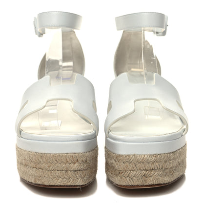 Hermes Goatskin Elda Espadrille Wedge Sandals 39 White 2 of 8