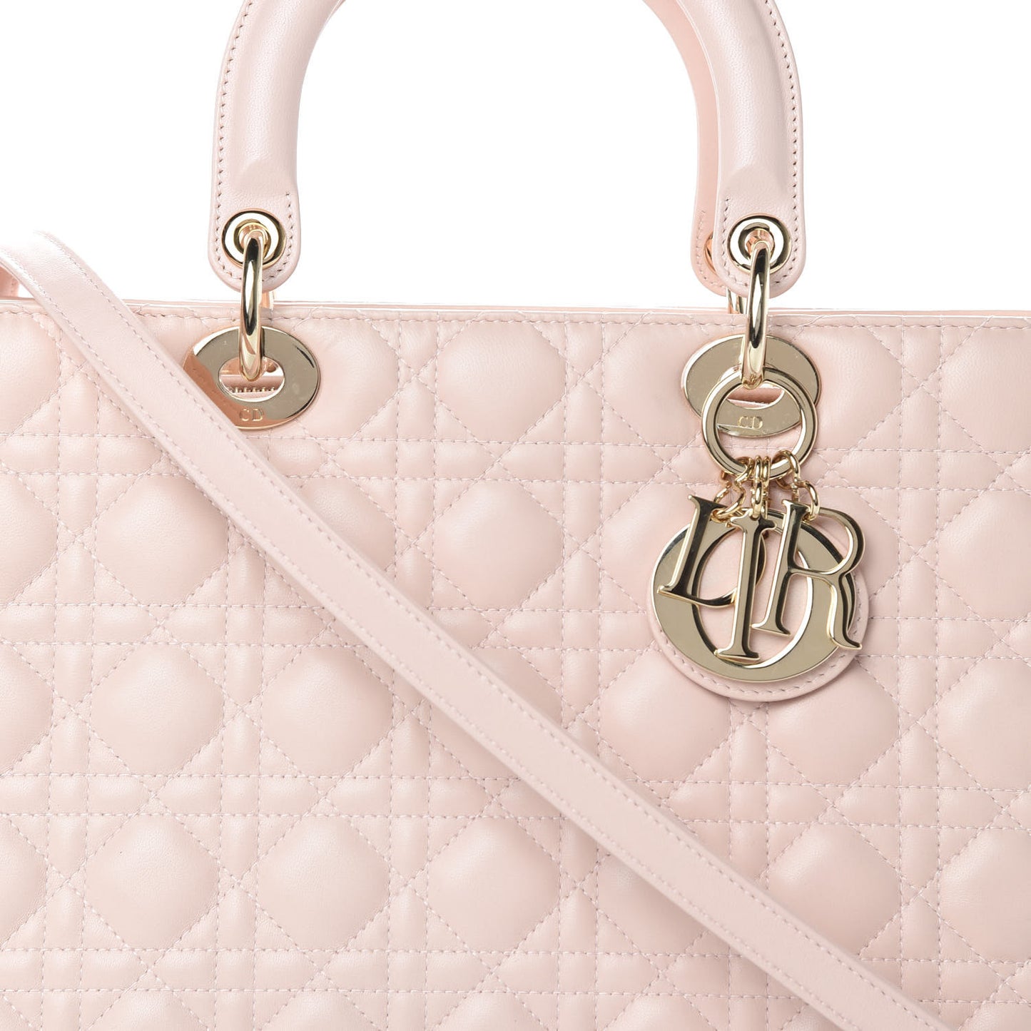 Lambskin Cannage Large Lady Dior Rose Poudre