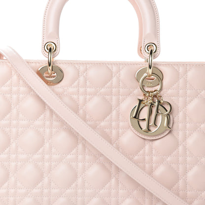 Christian Dior Lambskin Cannage Large Lady Dior Rose Poudre 10 of 14