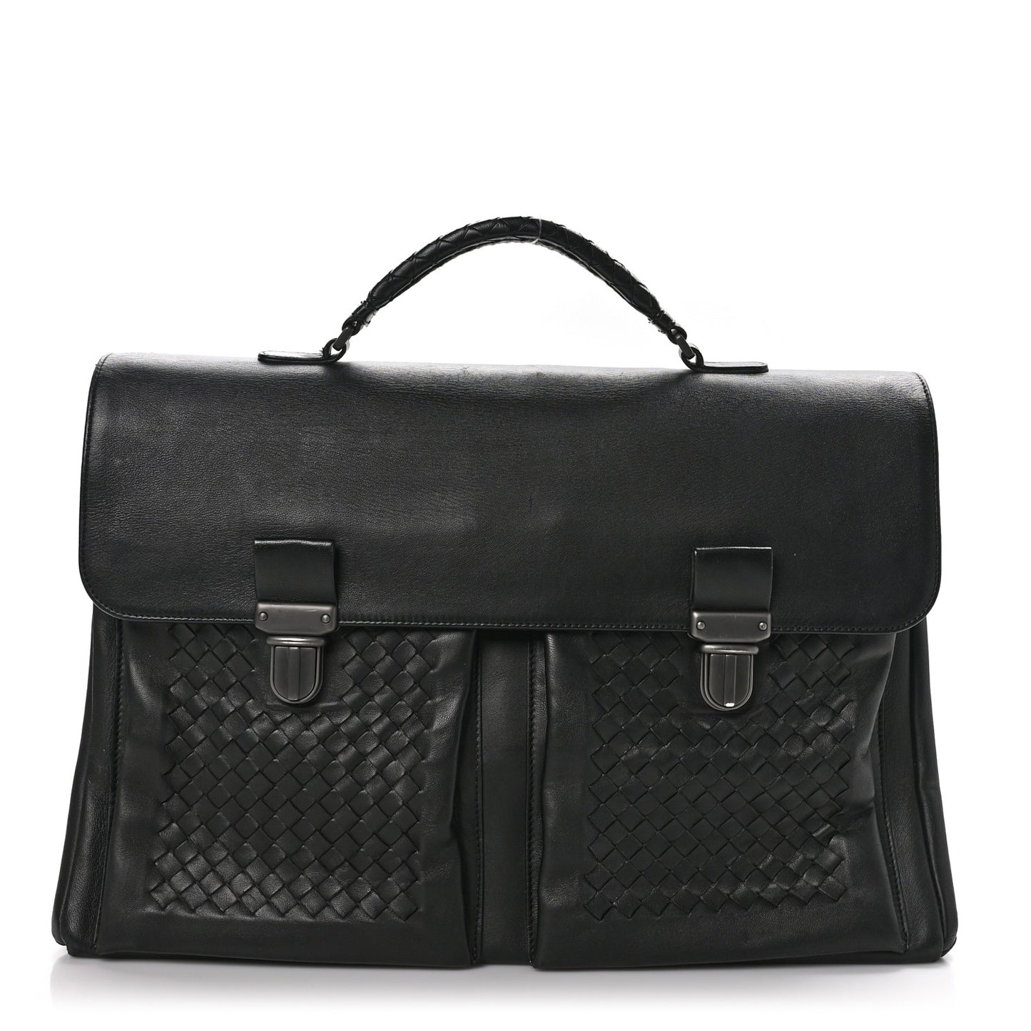 Calfskin Intrecciato Briefcase Black