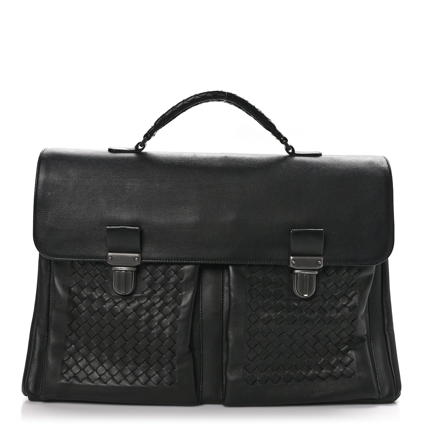 Bottega Veneta Calfskin Intrecciato Briefcase Black 1 of 12