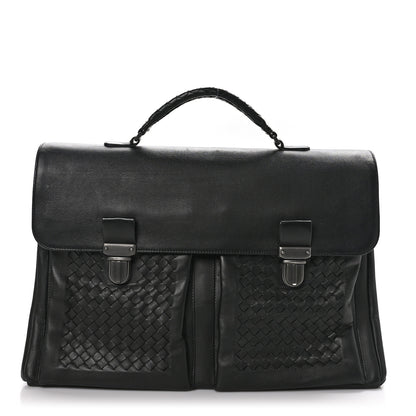 Bottega Veneta Calfskin Intrecciato Briefcase Black 1 of 12