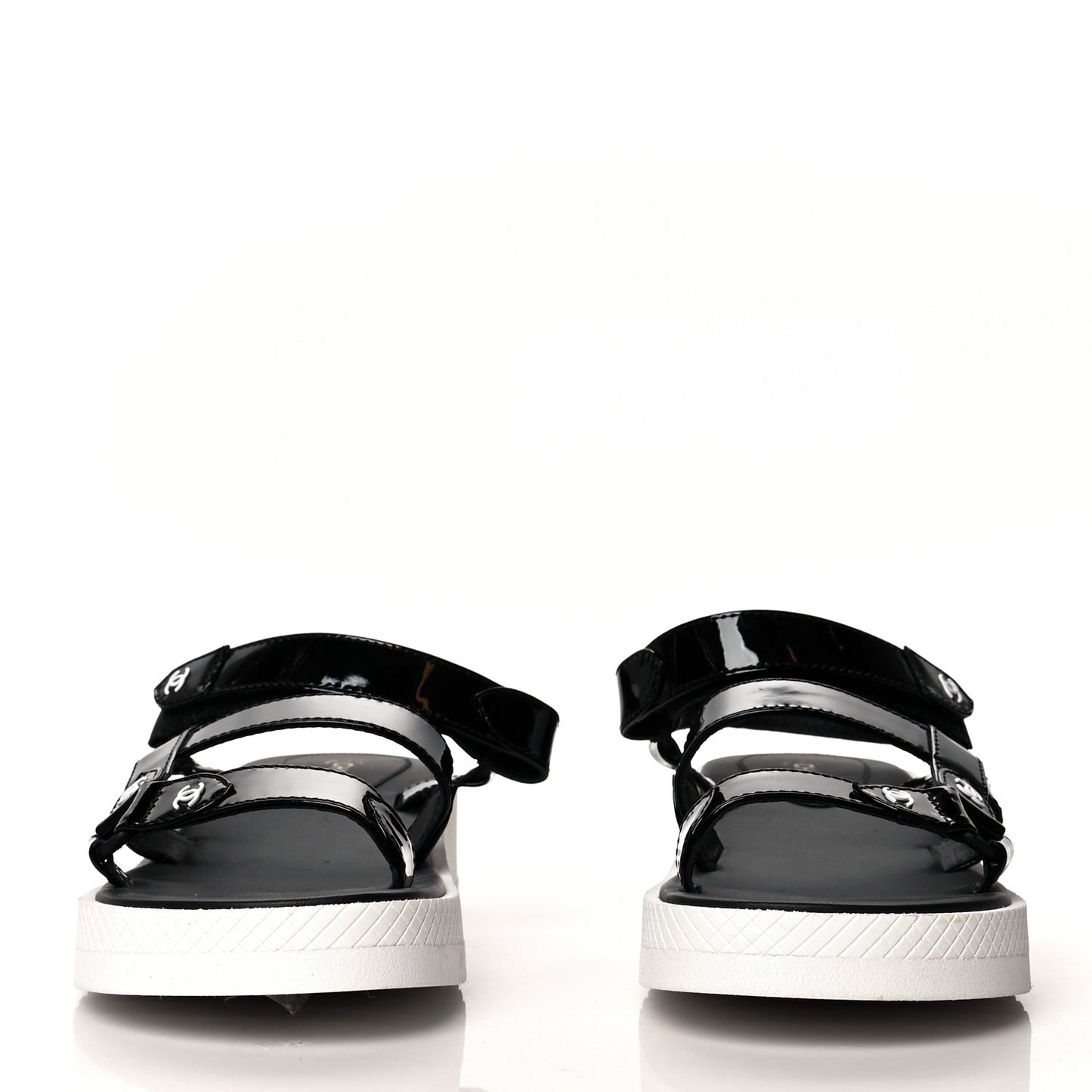 Patent Calfskin Velcro Dad Sandals 39 Black