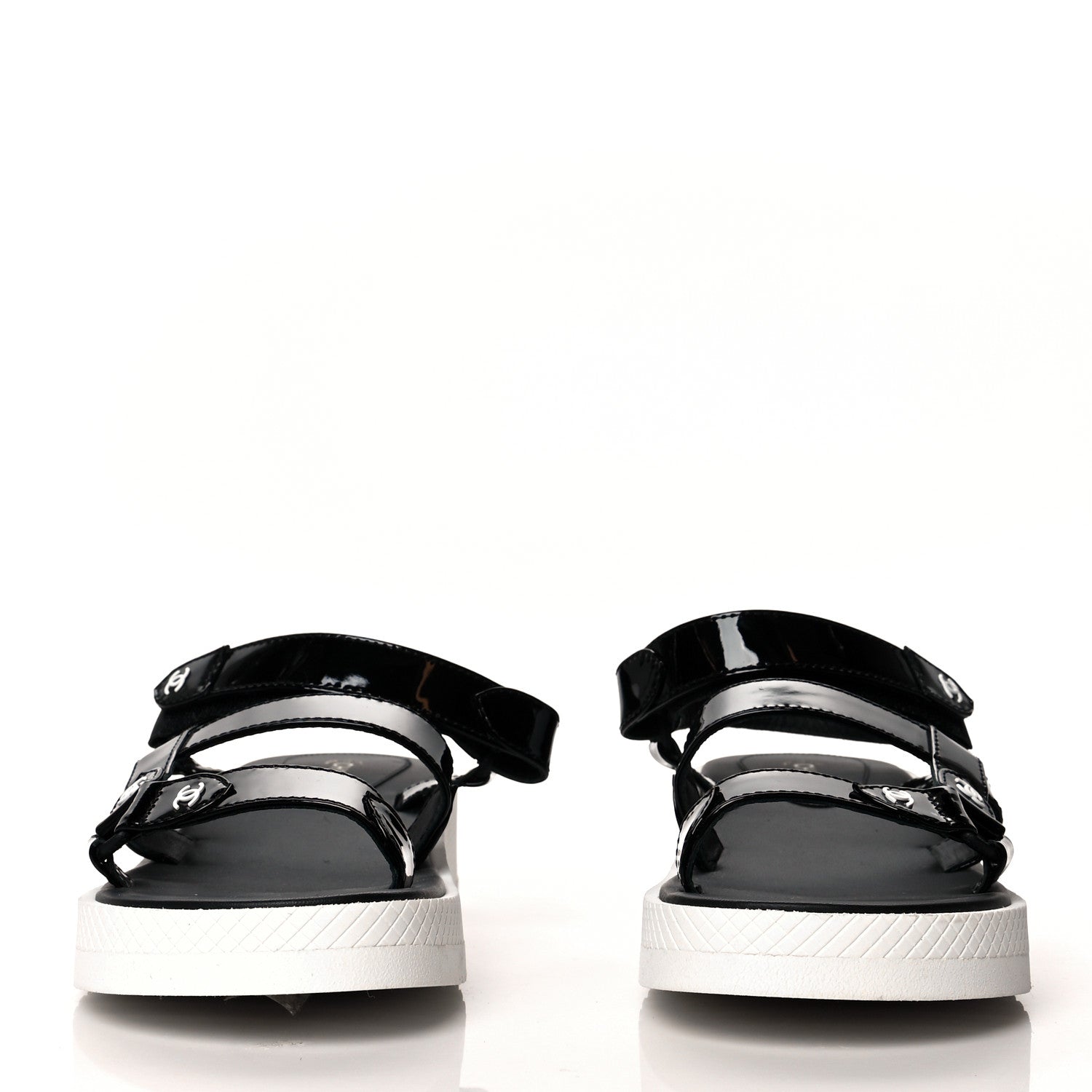 Chanel Patent Calfskin Velcro Dad Sandals 39 Black 2 of 7