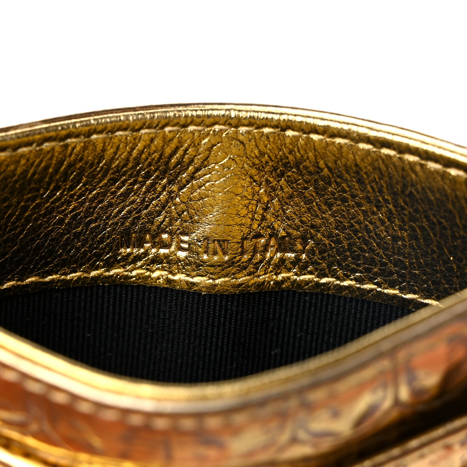 Chanel Metallic Calfskin Crocodile Embossed Cocodile Card Holder Gold 7 of 9