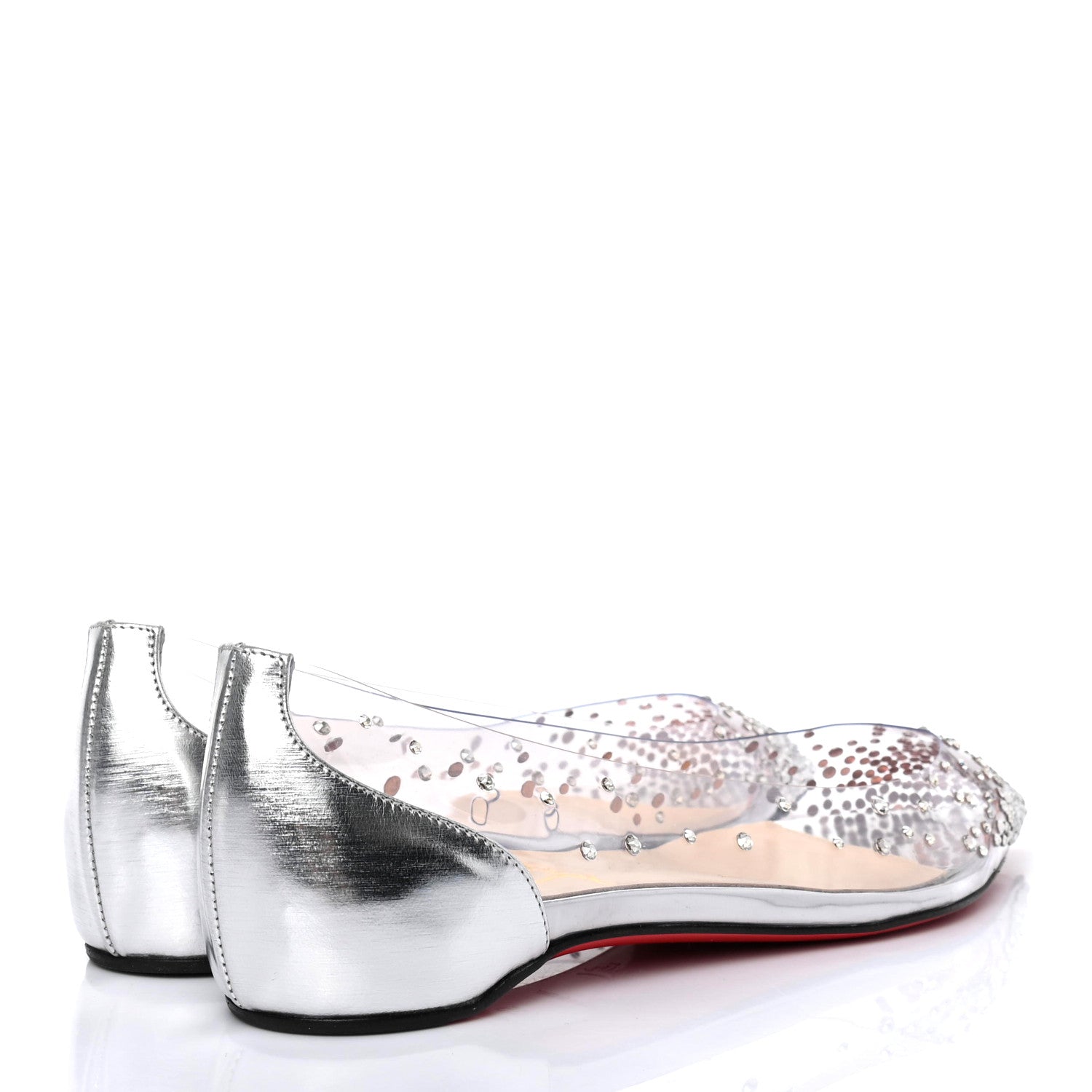 Christian Louboutin PVC Specchio Degrastrass Flats 35 Silver 4 of 7