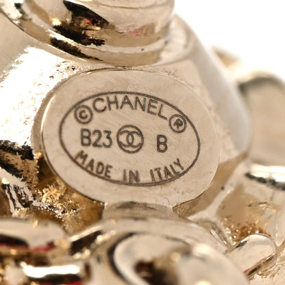 Chanel Metal Lambskin CC Chain Drop Earrings Gold Pink 4 of 5