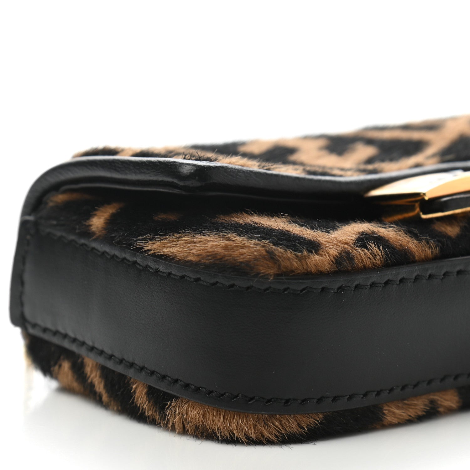 Fendi Sheared Sheepskin Vitello King FF Nano Baguette Charm Tobacco Moro Black 8 of 9