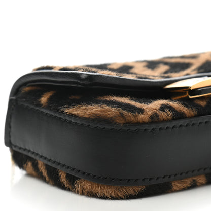 Fendi Sheared Sheepskin Vitello King FF Nano Baguette Charm Tobacco Moro Black 8 of 9