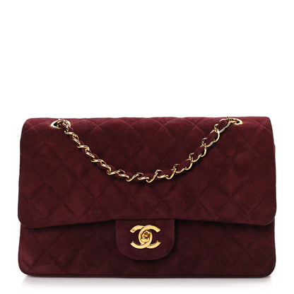 Chanel Suede Quilted Medium Double Flap Burgundy 1 of 10