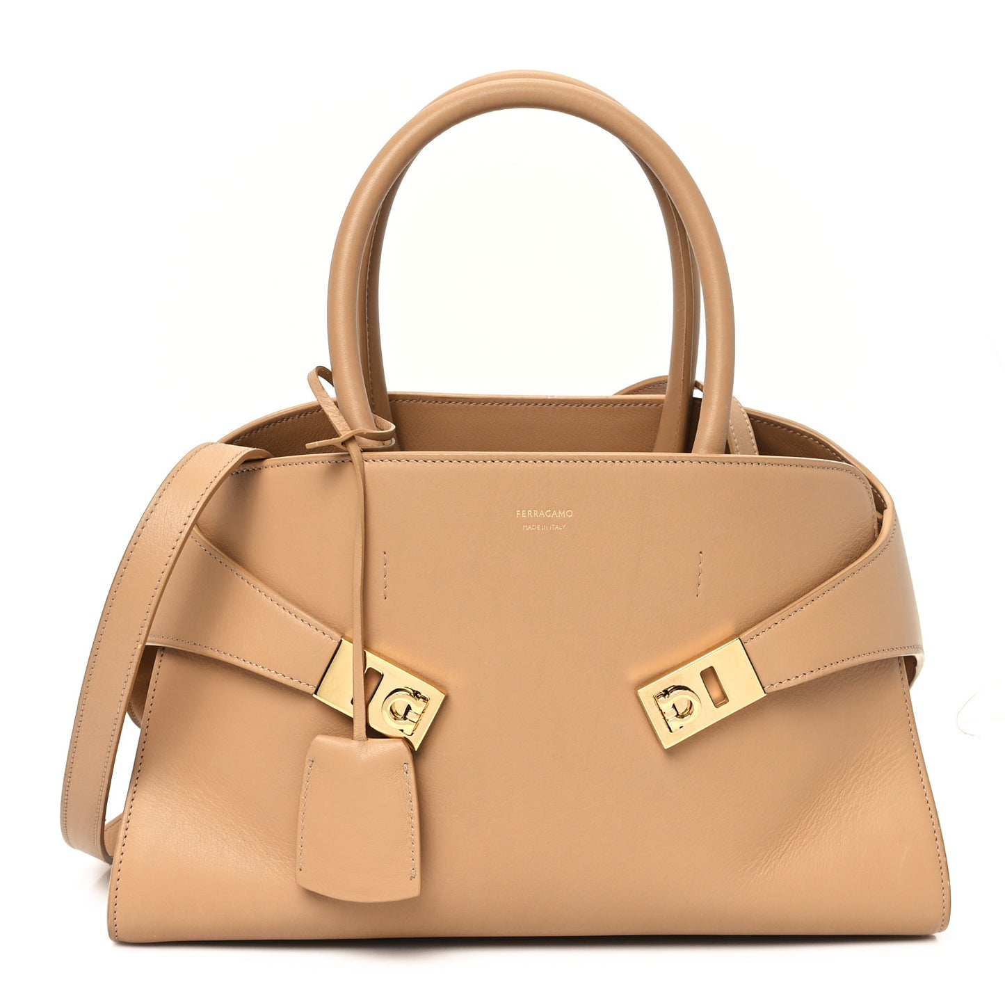 Calfskin Medium Hug Bag Camel