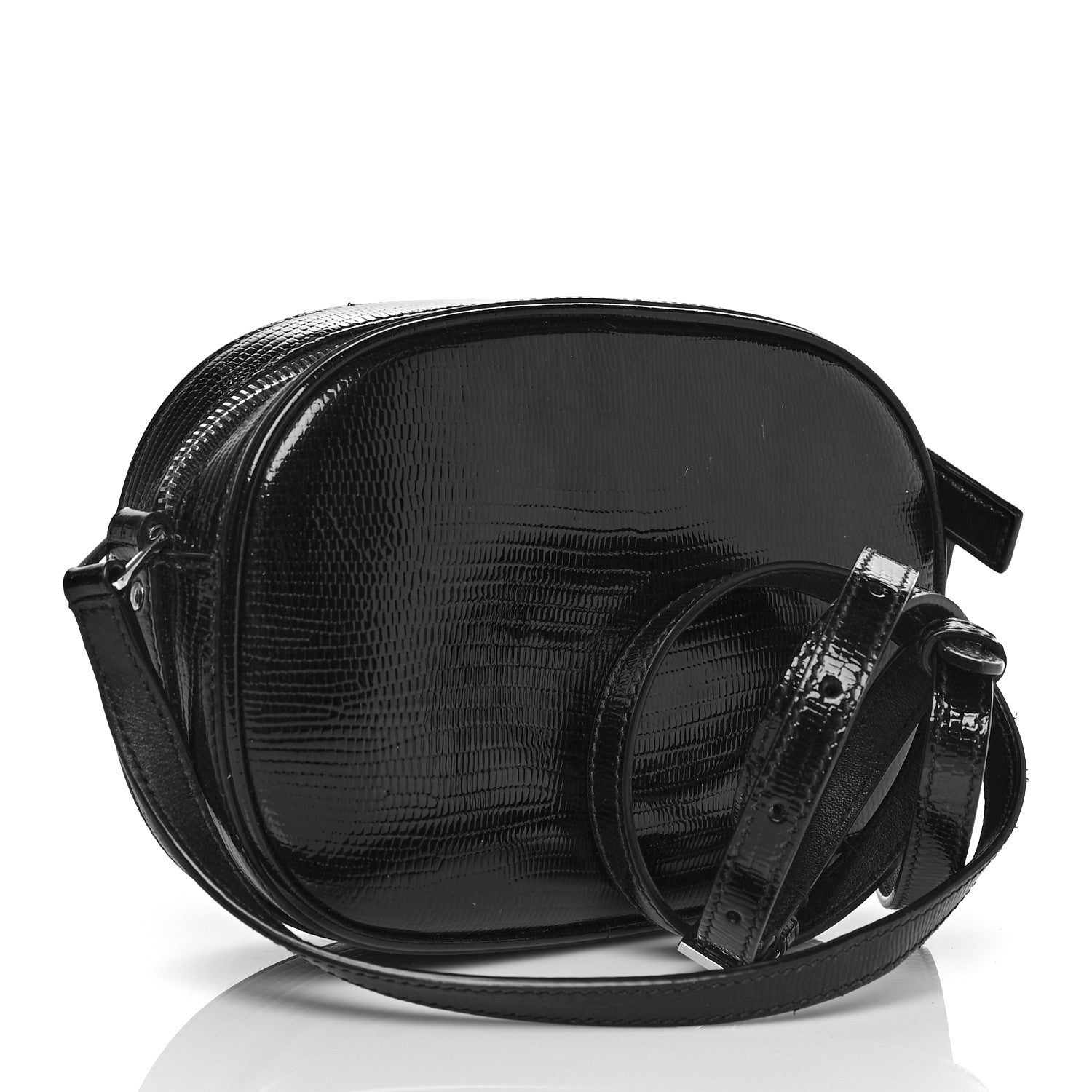 Saint Laurent Calfskin Lizard Embossed Le 61 Camera Bag Black 2 of 8
