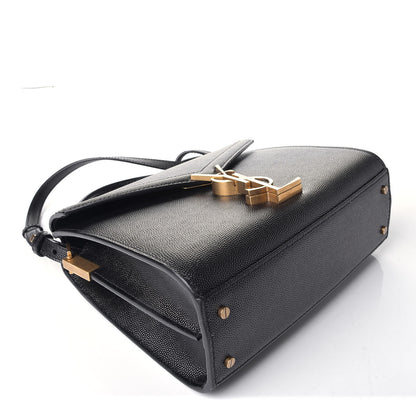 Saint Laurent Grain de Poudre Mini Classic Monogram Cassandra Top Handle Black Rouge Legion 4 of 8