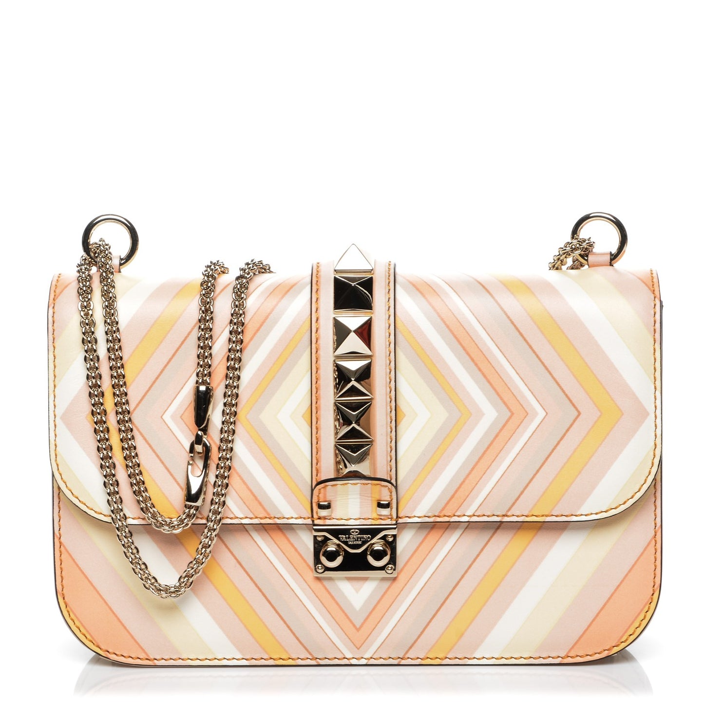 Vitello Native Couture 1975 Medium Glam Lock Rockstud Flap Mandarin Sorbet